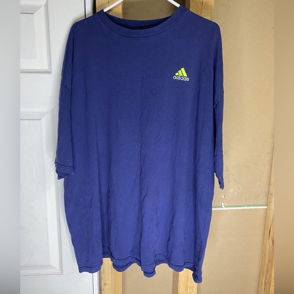 Vintage Adidas Blue Adidas Embroidered Graphics T-Shirt Regular Size 2XL